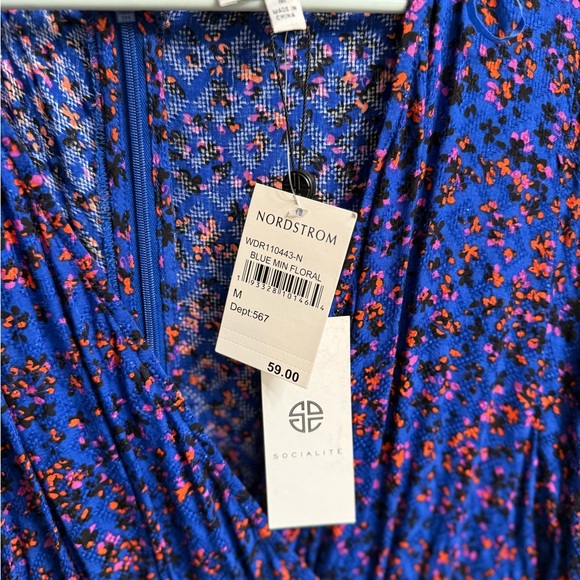 Never worn- tags on , Socialite Blue and Red Floral Dress- knee length - Picture 2 of 4